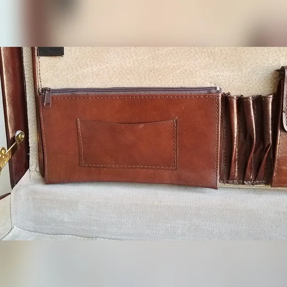 Vintage Genuine Leather Briefcase Attache Document Case - Picture 11 of 16